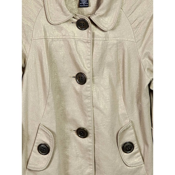 Vintage 90s Robert Louis Gold Shimmer Khaki Trendsetter Linen Jacket S - Picture 2 of 6